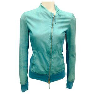 Brogden Turquoise Lexie Lamb Leather Jacket